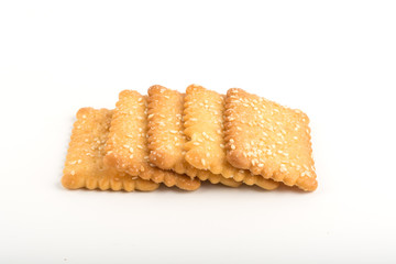 Biscuits pile on white background