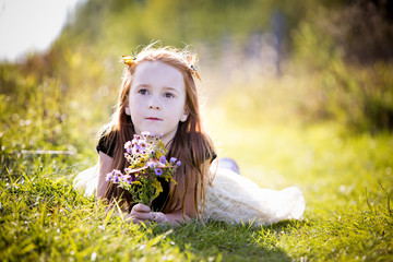 portrait of a little girl in the park