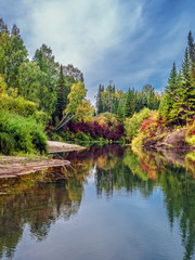 Wild nature of Siberia. .Tongul river in the Tomsk region..