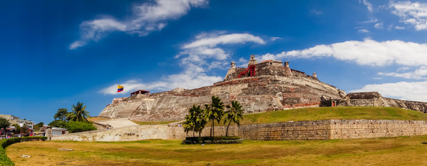 Castillo San Felipe Barajas, impressive fortress located in Lazaro hill, Cartagena de Indias, Colombia