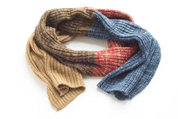 Warm colored scarf on a white background
