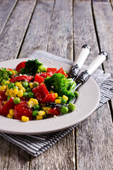 Cooked colorful vegetables