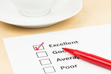 Customer satisfaction survey checkbox with excellent tick