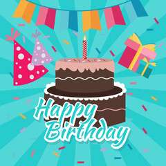 celebrate happy birthday cake flat illustration vector greetings colorful icon bright color © bakhtiarzein