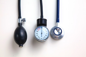 Blood pressure meter medical equipment isolated on white