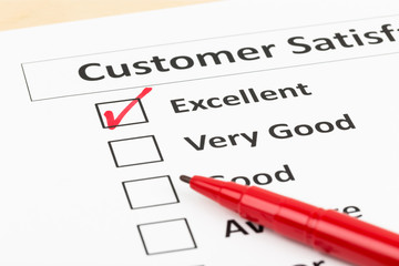 Fototapeta premium Customer satisfaction survey checkbox with excellent tick