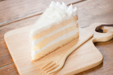 Coconut sponge cake with whipped cream