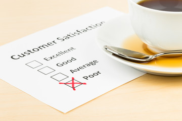 Customer satisfaction survey checkbox with poor tick