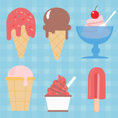 ice cream cone vector icon set illustration sweet dessert popsicle