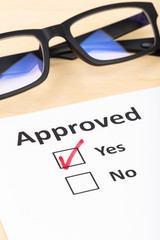 Approved check box with glasses
