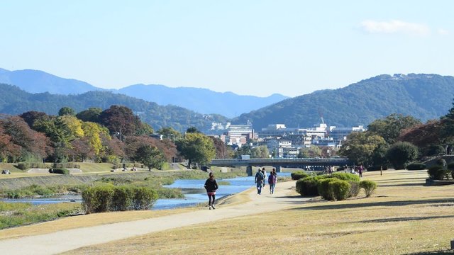 京都賀茂川の風景