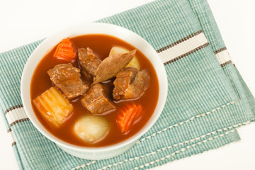 Beef massaman red curry with vegetables and peanuts