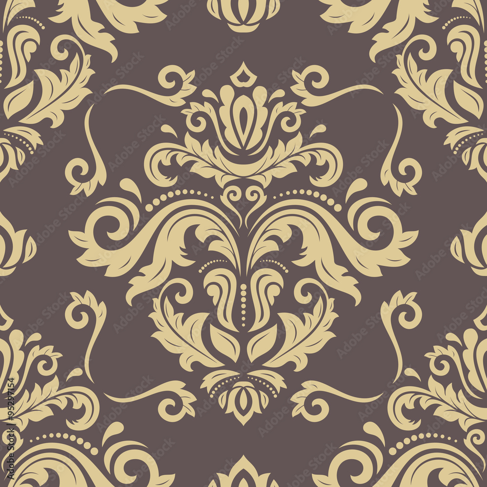 Wall mural damask seamless vector pattern