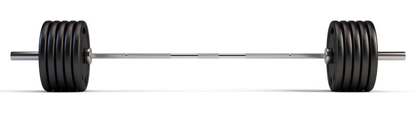 Barbell over white background