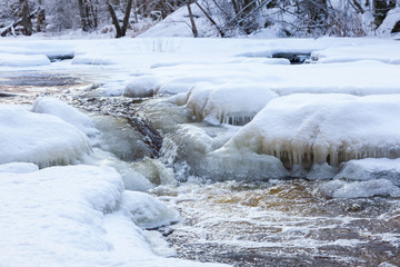 River with ice and snow