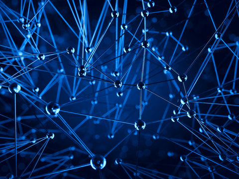 Molecular structure 3d blue background