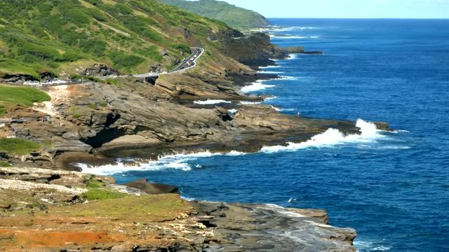 4k Hawaii, Island Of Oahu Cliffs And Sea, East Oahu Coastline.