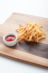 Traditional French fries with ketchup