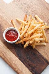 Traditional French fries with ketchup