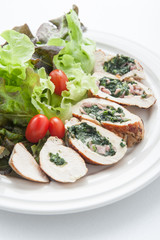Chicken rolls with spinach and feta cheese
