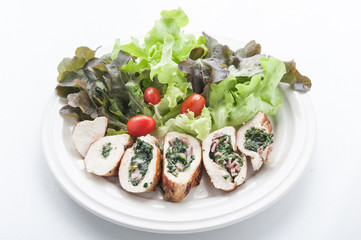 Chicken rolls with spinach and feta cheese