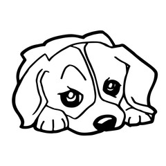 Cartoon Illustration of Funny Dog for Coloring Book
