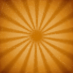 Vintage card with halftone sun rays