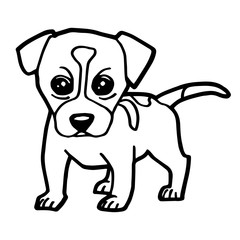 Cartoon Illustration of Funny Dog for Coloring Book
