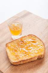 Slices of bread with jam for breakfast