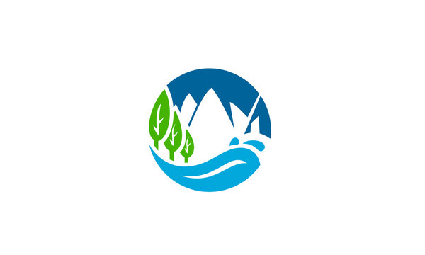 Sea And Mountain Landscape Logo