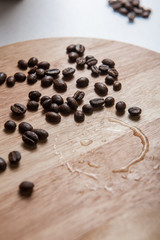 coffee bean on the wood floor