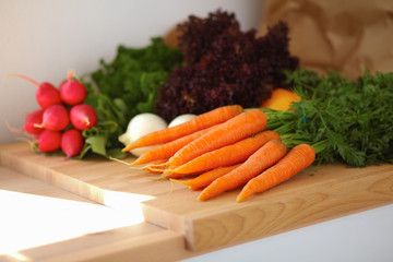 Vegetables on the desk in a kitchen
