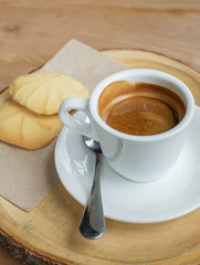 hot espresso and butter cookie
