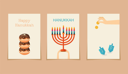 Jewish holiday hanukkah three cards 