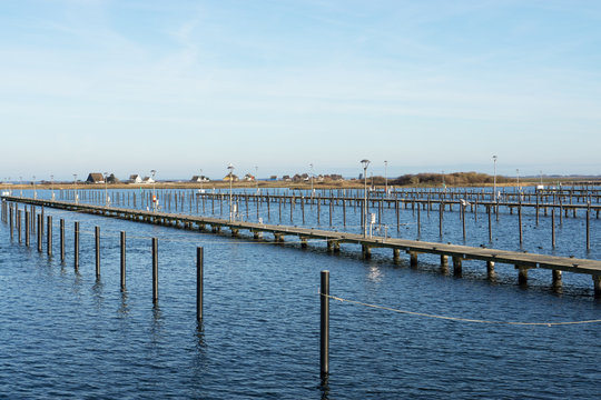 Winterlich leere Marina in Heiligenhafen an der Ostsee, Deutschland