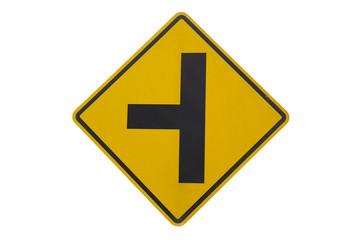 yellow road warning sign isolated on white background