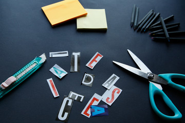 representation of creativity concept with various instruments