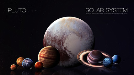 Pluto - 5K resolution Infographic presents one of the solar system planet. This image elements furnished by NASA © Vadimsadovski