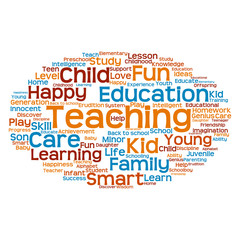Fototapeta premium Concept or conceptual child education or family abstract word cloud isolated on white background