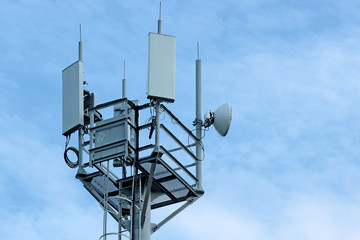 cellular tower on the blue sky background
