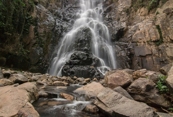 Tropical rainforest waterfall of Sunanta waterfall in Nakhon Si