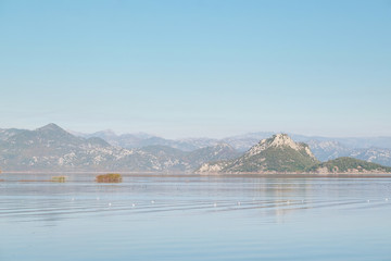 Landscape with the image of Skadar lake, Montenegro