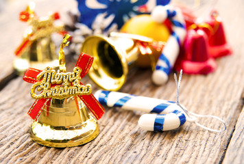 Christmas decoration on wooden background 