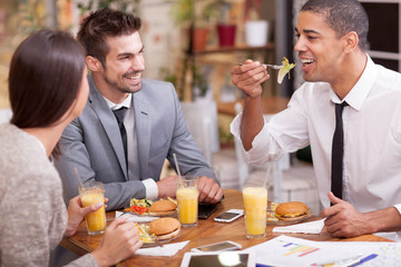 Business people enjoy in lunch at restaurant