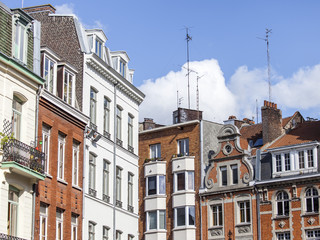 LILLE, FRANCE, on AUGUST 28, 2015. Architectural details of typical buildings in historical part of the city