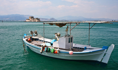Fototapeta na wymiar Fishing boats in the Peloponese in Greece