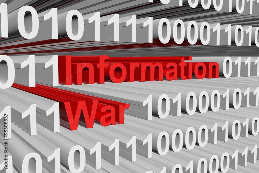 Wall mural information war is represented as a binary code