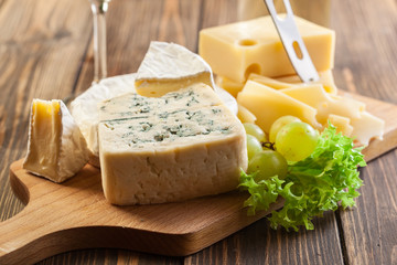 Set of different cheeses