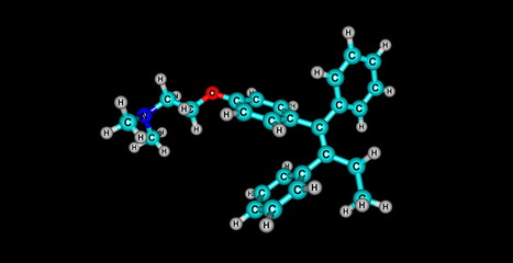 Tamoxifen molecular structure isolated on black