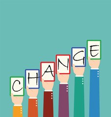 Businessman Hold Change Wording Tag